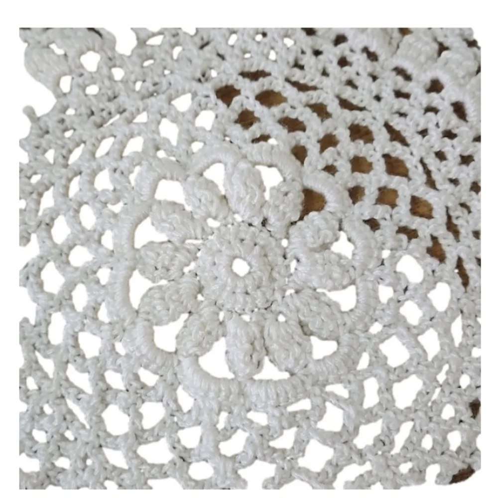 Handmade Crochet Lace Doily Table Mat Mandala Organic Cotton Vintage Decor